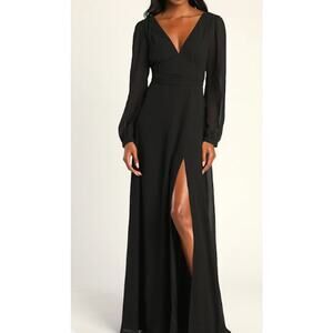LULU'S   Love You So Black Long Sleeve formal Gala Prom Maxi Dress NEW w/o tag